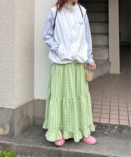 PILIT(ピリット)の「チェックティアードボリュームSK(スカート・レディース・グリーン/ブルー・MEDIUM)」の20枚目の写真