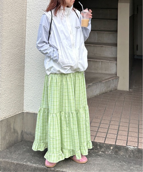 PILIT(ピリット)の「チェックティアードボリュームSK(スカート・レディース・グリーン/ブルー・MEDIUM)」の21枚目の写真