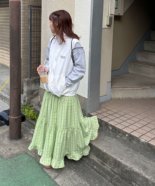 PILIT(ピリット)の「チェックティアードボリュームSK(スカート・レディース・グリーン/ブルー・MEDIUM)」の22枚目の写真