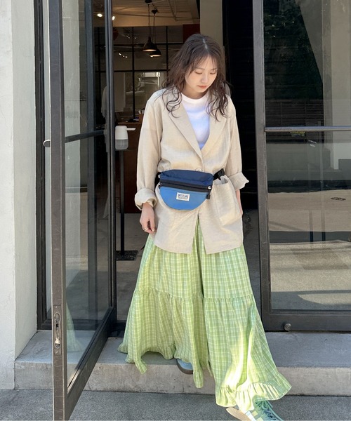 PILIT(ピリット)の「チェックティアードボリュームSK(スカート・レディース・グリーン/ブルー・MEDIUM)」の4枚目の写真