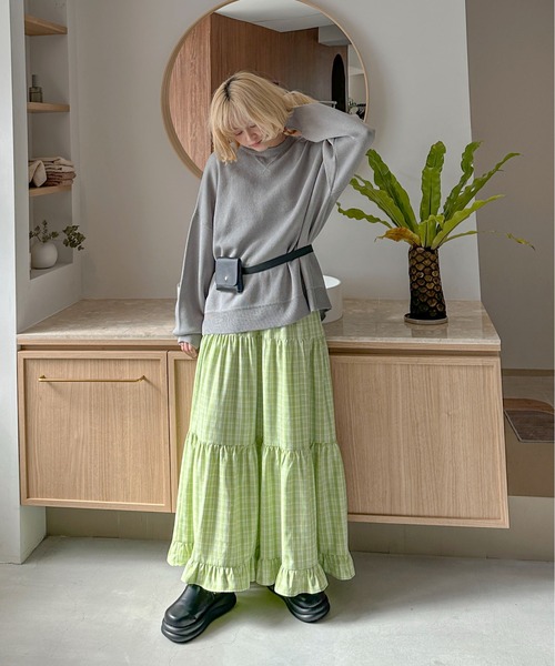 PILIT(ピリット)の「チェックティアードボリュームSK(スカート・レディース・グリーン/ブルー・MEDIUM)」の10枚目の写真