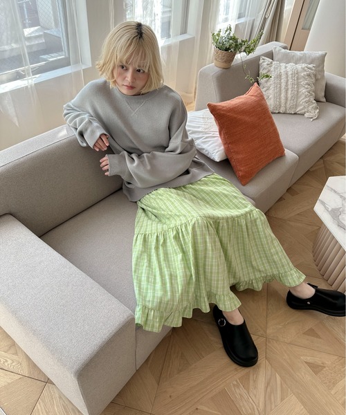 PILIT(ピリット)の「チェックティアードボリュームSK(スカート・レディース・グリーン/ブルー・MEDIUM)」の12枚目の写真