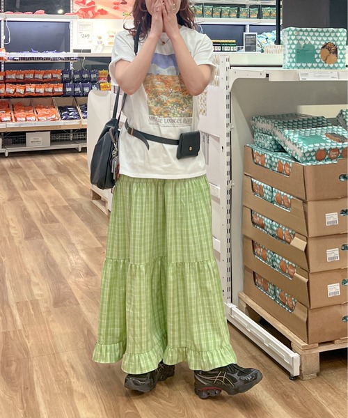 PILIT(ピリット)の「チェックティアードボリュームSK(スカート・レディース・グリーン/ブルー・MEDIUM)」の18枚目の写真