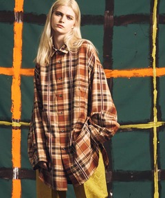 美品 MAISON SPECIAL チェック オーバー ロング シャツ 2 MAISON SPECIAL ブラウス シャツ Random Checkered Oversized