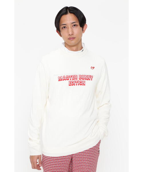 MASTER BUNNY EDITION(マスターバニーエディション)の「【MASTER BUNNY EDITION】天然シルク混 クルーネックニットプルオーバー(ニット/セーター・メンズ・ブラック/ホワイト系その他/レッド・X-LARGE/LARGE/MEDIUM)」の1枚目の写真