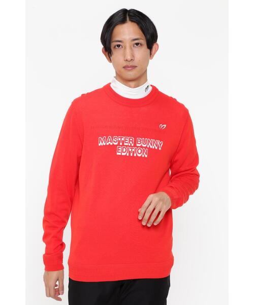 MASTER BUNNY EDITION(マスターバニーエディション)の「【MASTER BUNNY EDITION】天然シルク混 クルーネックニットプルオーバー(ニット/セーター・メンズ・ブラック/ホワイト系その他/レッド・X-LARGE/LARGE/MEDIUM)」の3枚目の写真