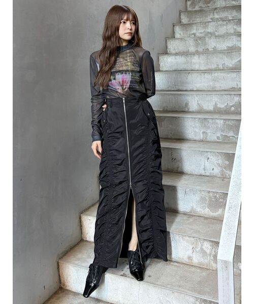 MURUA（ムルーア）の「ファスナースリットギャザースカート（スカート・レディース・ピンク/グレー/ブラック・1/2）」の17枚目の写真