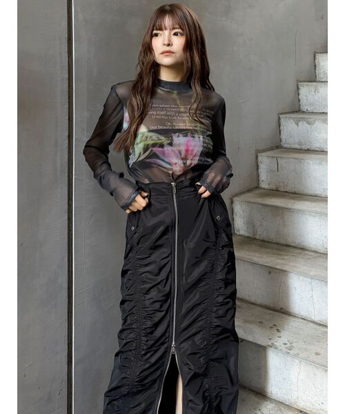 MURUA（ムルーア）の「ファスナースリットギャザースカート（スカート・レディース・ピンク/グレー/ブラック・1/2）」の19枚目の写真