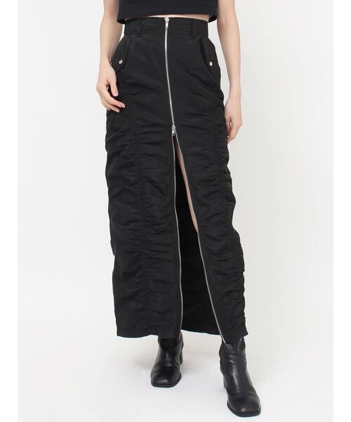 MURUA（ムルーア）の「ファスナースリットギャザースカート（スカート・レディース・ピンク/グレー/ブラック・1/2）」の9枚目の写真