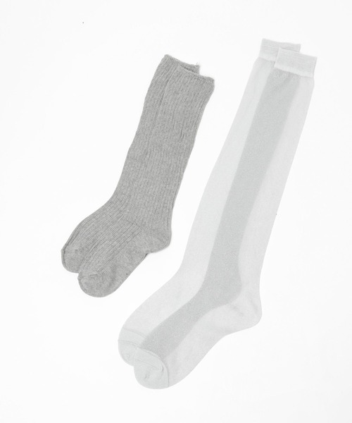 HARE（ハレ）の「2Pセットルーズソックス＊シアーラメハイソックス(HARE)（ソックス/靴下・レディース・グレー/ブラック・FREE）」の14枚目の写真