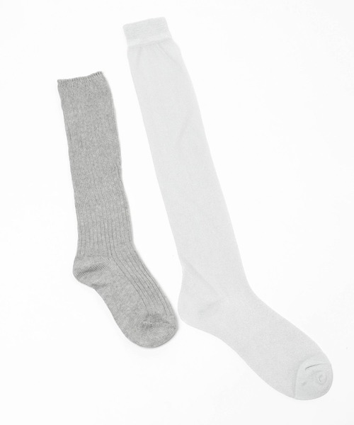 HARE（ハレ）の「2Pセットルーズソックス＊シアーラメハイソックス(HARE)（ソックス/靴下・レディース・グレー/ブラック・FREE）」の12枚目の写真