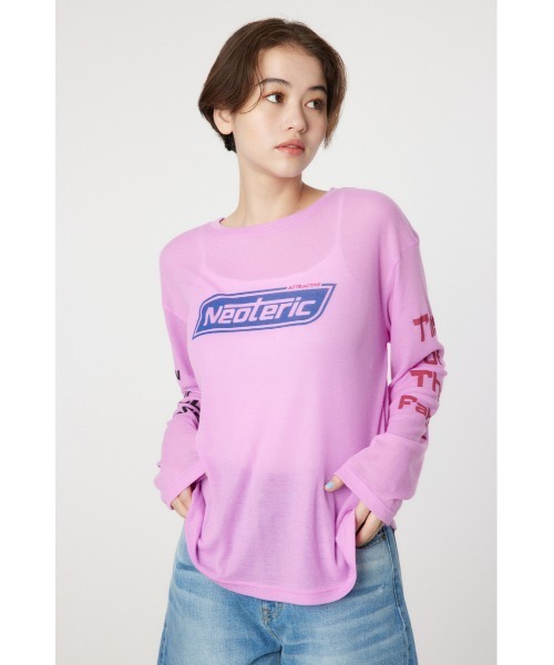 RODEO CROWNS WIDE BOWL(ロデオクラウンズワイドボウル)の「NeotericシアーロングスリーブTシャツ(Tシャツ/カットソー・レディース・ブラック/ライトピンク/オフホワイト・FREE)」の3枚目の写真