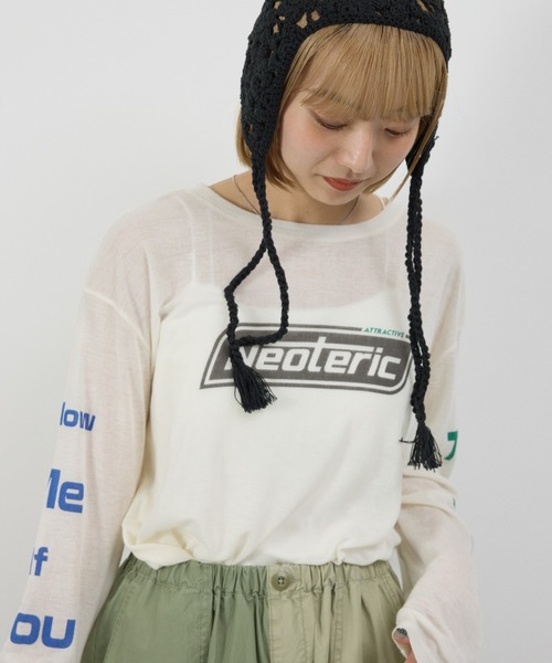 RODEO CROWNS WIDE BOWL(ロデオクラウンズワイドボウル)の「NeotericシアーロングスリーブTシャツ(Tシャツ/カットソー・レディース・ブラック/ライトピンク/オフホワイト・FREE)」の2枚目の写真