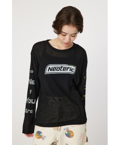 RODEO CROWNS WIDE BOWL(ロデオクラウンズワイドボウル)の「NeotericシアーロングスリーブTシャツ(Tシャツ/カットソー・レディース・ブラック/ライトピンク/オフホワイト・FREE)」の1枚目の写真