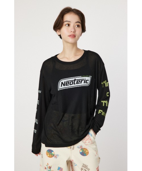 RODEO CROWNS WIDE BOWL(ロデオクラウンズワイドボウル)の「NeotericシアーロングスリーブTシャツ(Tシャツ/カットソー・レディース・ブラック/ライトピンク/オフホワイト・FREE)」の4枚目の写真