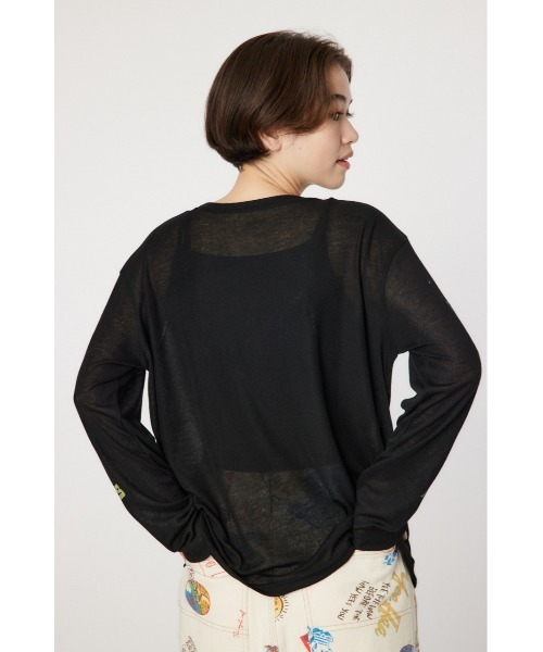 RODEO CROWNS WIDE BOWL(ロデオクラウンズワイドボウル)の「NeotericシアーロングスリーブTシャツ(Tシャツ/カットソー・レディース・ブラック/ライトピンク/オフホワイト・FREE)」の7枚目の写真