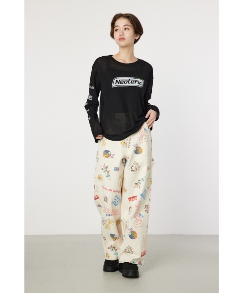 RODEO CROWNS WIDE BOWL(ロデオクラウンズワイドボウル)の「NeotericシアーロングスリーブTシャツ(Tシャツ/カットソー・レディース・ブラック/ライトピンク/オフホワイト・FREE)」の8枚目の写真