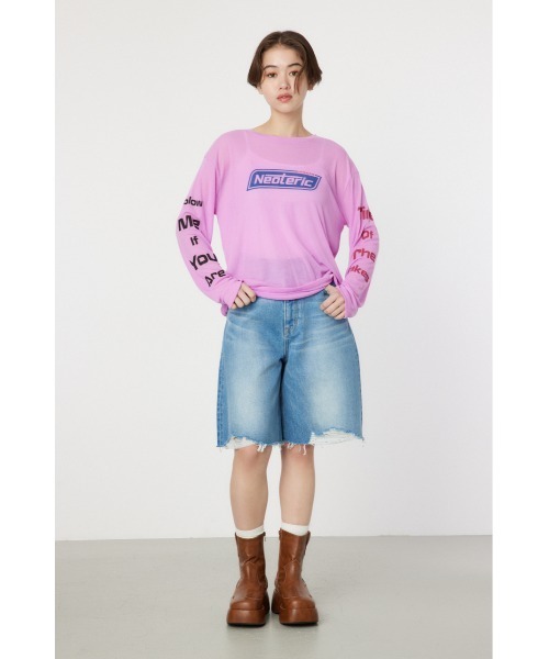 RODEO CROWNS WIDE BOWL(ロデオクラウンズワイドボウル)の「NeotericシアーロングスリーブTシャツ(Tシャツ/カットソー・レディース・ブラック/ライトピンク/オフホワイト・FREE)」の14枚目の写真