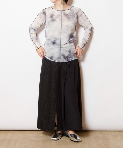 OSMOSIS(オズモーシス)の「メロー切替ロンT(Tシャツ/カットソー・レディース・ベージュ/ブラック/ブラック系その他/マルチ・ONE SIZE)」の5枚目の写真