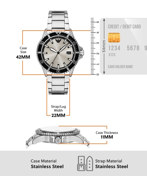 EMPORIO ARMANI（エンポリオアルマーニ）の「エンポリオ・アルマーニ 腕時計 メンズ アナログ ステンレス AR11683（アナログ腕時計・メンズ・シルバー・FREE）」の7枚目の写真