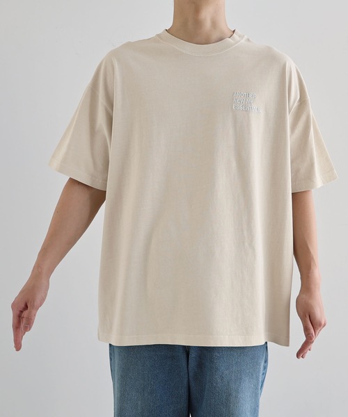 ANME(アンメ)の「ピグメント加工ANMEエンブロイダリーロゴ半袖Tシャツ(Tシャツ/カットソー・レディース・ベージュ/ネイビー/オフホワイト/ブラック・M/L/XL/XXL)」の14枚目の写真