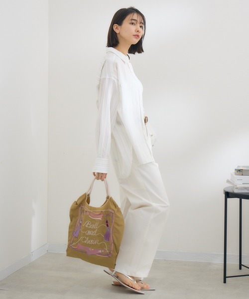 Ball&Chain(ボールアンドチェーン)の「【Ball&Chain/ボールアンドチェーン】TASSEL 撥水 刺繍トートバッグ レギュラーサイズ(トートバッグ・レディース・ベージュ/ネイビー/ブルー/ブラウン/ピンク・MEDIUM)」の20枚目の写真