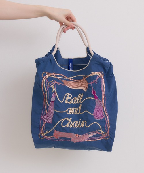 Ball&Chain(ボールアンドチェーン)の「【Ball&Chain/ボールアンドチェーン】TASSEL 撥水 刺繍トートバッグ レギュラーサイズ(トートバッグ・レディース・ベージュ/ネイビー/ブルー/ブラウン/ピンク・MEDIUM)」の18枚目の写真