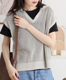 FUNALIVE | RELACLO select 7G透かし編み襟付きベスト(ベスト)