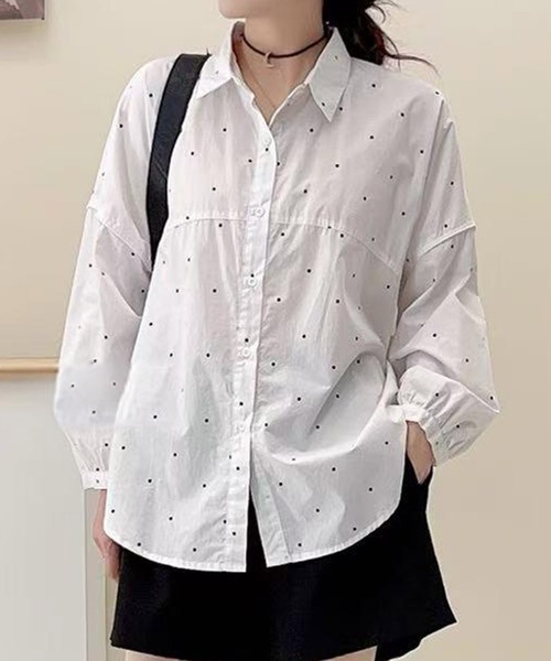aimoha(アイモハ)の「ギャザーデザインオーバーシャツ(シャツ/ブラウス・レディース・ライトベージュ/ブルー/ホワイト系その他2/ピンク/ホワイト系その他/ホワイト・FREE)」の8枚目の写真