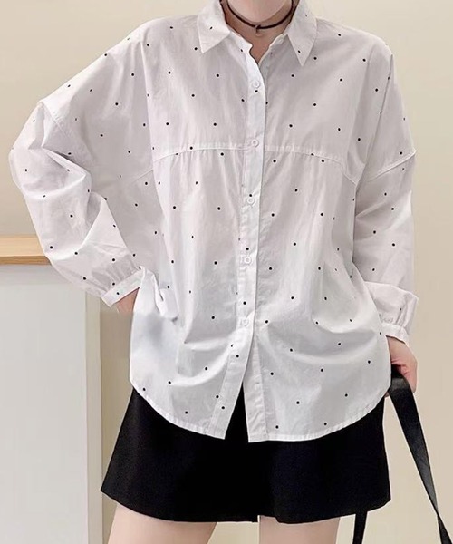 aimoha(アイモハ)の「ギャザーデザインオーバーシャツ(シャツ/ブラウス・レディース・ライトベージュ/ブルー/ホワイト系その他2/ピンク/ホワイト系その他/ホワイト・FREE)」の19枚目の写真