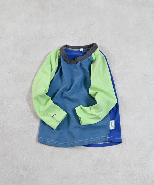 JIPPON(ジポン)の「ムジラグランクレイジーロンT(Tシャツ/カットソー・キッズ・チャコール/オフホワイト/ブルー・110/100/95/90/80/140/130/120)」の1枚目の写真