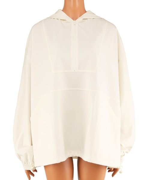 San-ai Resort 三愛水着楽園（サンアイリゾート　サンアイミズギラクエン）の「せここさんご紹介商品【紫外線防止】【UVカット】【WEB限定商品】ポケット付きハーフジップラッシュパーカー＋リブタンキニ水着+レギンス5点セット【Beach Queen（ビーチクイーン）】（水着・レディース・ブラック/ライトグレー/オフホワイト・11号/9号/13号）」の9枚目の写真