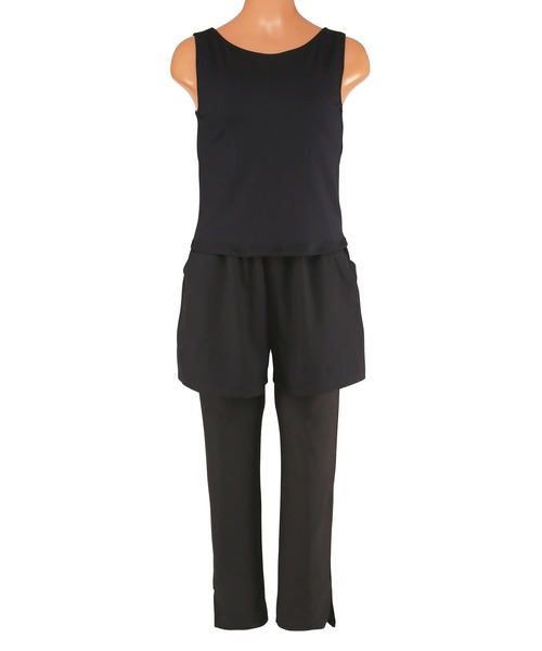 San-ai Resort 三愛水着楽園（サンアイリゾート　サンアイミズギラクエン）の「せここさんご紹介商品【紫外線防止】【UVカット】【WEB限定商品】ポケット付きハーフジップラッシュパーカー＋リブタンキニ水着+レギンス5点セット【Beach Queen（ビーチクイーン）】（水着・レディース・ブラック/ライトグレー/オフホワイト・11号/9号/13号）」の20枚目の写真