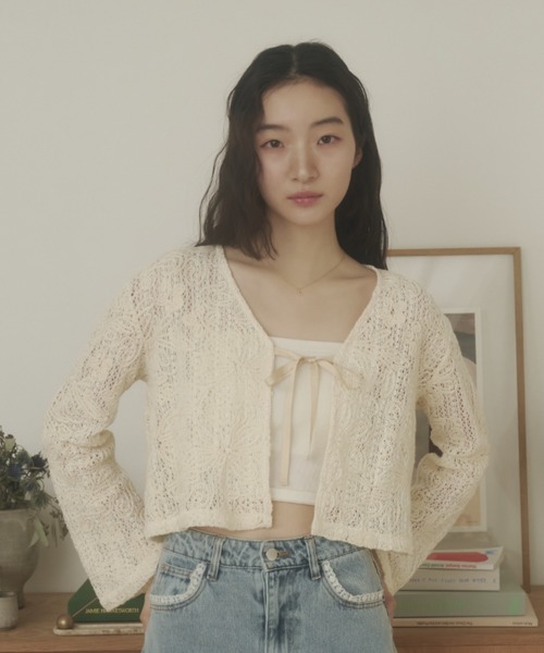REMOON(リムーン)の「リボンレースカーディガン(カーディガン/ボレロ・レディース・オフホワイト・FREE)」の15枚目の写真