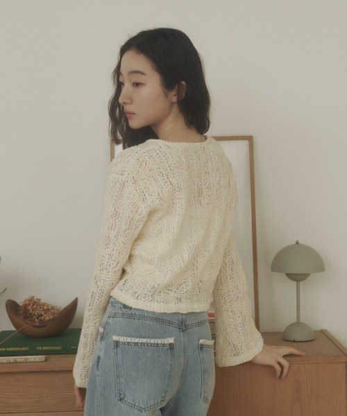 REMOON(リムーン)の「リボンレースカーディガン(カーディガン/ボレロ・レディース・オフホワイト・FREE)」の7枚目の写真