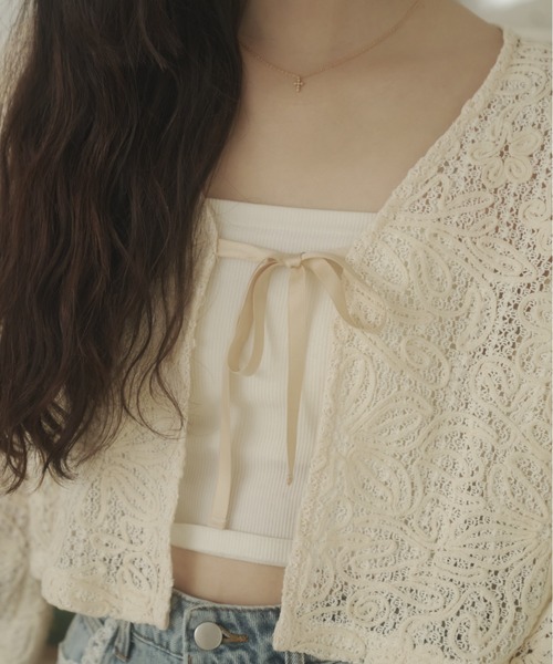 REMOON(リムーン)の「リボンレースカーディガン(カーディガン/ボレロ・レディース・オフホワイト・FREE)」の11枚目の写真