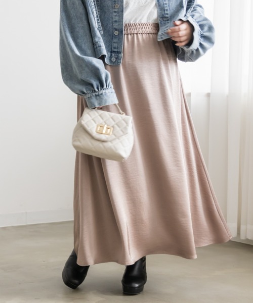 CLETTE（クレット）の「サテンフレアスカート（スカート・レディース・アイボリー/ピンクベージュ/モカ・3L/LL/4L）」の3枚目の写真