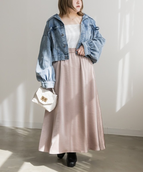 CLETTE（クレット）の「サテンフレアスカート（スカート・レディース・アイボリー/ピンクベージュ/モカ・3L/LL/4L）」の12枚目の写真