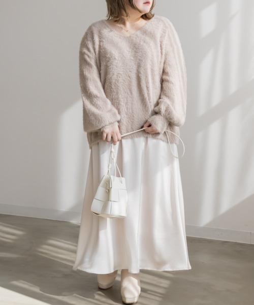 CLETTE（クレット）の「サテンフレアスカート（スカート・レディース・アイボリー/ピンクベージュ/モカ・3L/LL/4L）」の7枚目の写真