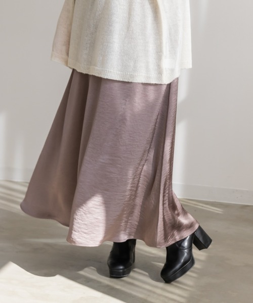 CLETTE（クレット）の「サテンフレアスカート（スカート・レディース・アイボリー/ピンクベージュ/モカ・3L/LL/4L）」の22枚目の写真