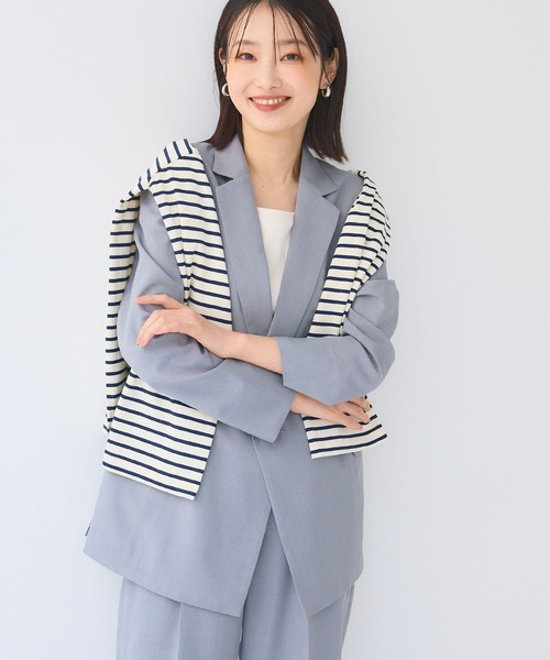 CROSS FUNCTION（クロスファンクション）の「《洗える》サマ美え 冷感麻調テーラードジャケット【CF/クロスファンクション】（テーラードジャケット・レディース・アイボリー/グレー/ブラウン・L/M/LL）」の13枚目の写真