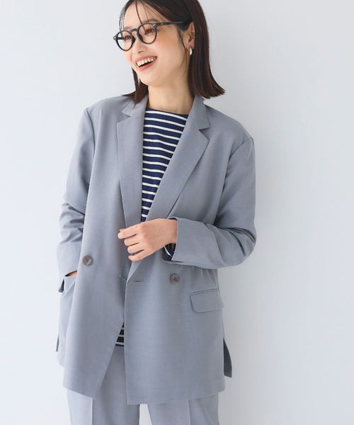 CROSS FUNCTION（クロスファンクション）の「《洗える》サマ美え 冷感麻調テーラードジャケット【CF/クロスファンクション】（テーラードジャケット・レディース・アイボリー/グレー/ブラウン・L/M/LL）」の5枚目の写真