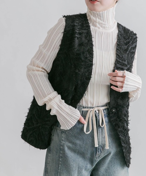 KBF（ケイビーエフ）の「フリンジベスト（ベスト・レディース・アイボリー/ブラック・ONE）」の13枚目の写真