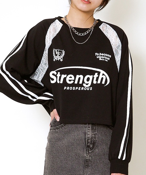 セール】《ライン切替×レースアクセント》レディース クロップド丈