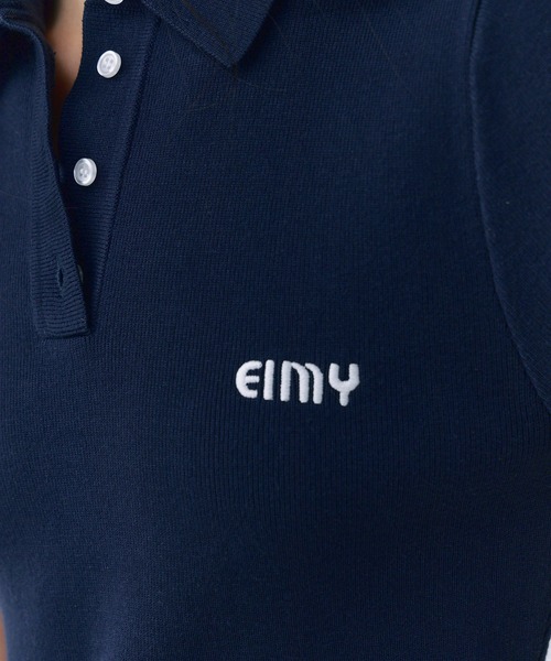 【eimy istoire】Switchingロゴニットポロミニワンピース セール】Switchingロゴニットポロミニワンピース（ワンピース）｜EIMY