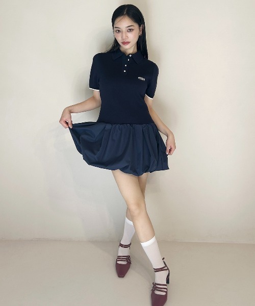 eimy istoire Switchingロゴニットポロミニワンピース EIMY ISTOIRE ワンピース Switchingロゴニットポロミニ