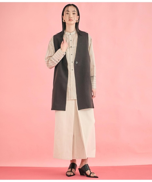 Settimissimo（セッティミッシモ）の「ダブルクロス ロング ジレ（ベスト・レディース・ブラック/ベージュ・FREE）」の7枚目の写真