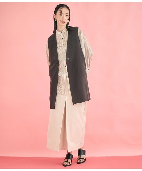 Settimissimo（セッティミッシモ）の「ダブルクロス ロング ジレ（ベスト・レディース・ブラック/ベージュ・FREE）」の8枚目の写真