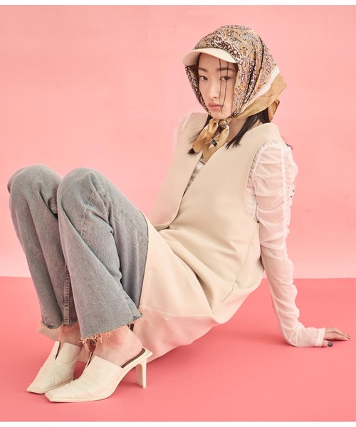 Settimissimo（セッティミッシモ）の「ダブルクロス ロング ジレ（ベスト・レディース・ブラック/ベージュ・FREE）」の14枚目の写真