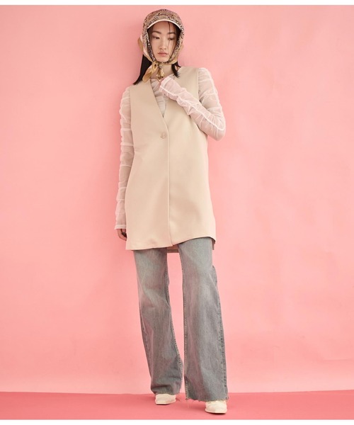 Settimissimo（セッティミッシモ）の「ダブルクロス ロング ジレ（ベスト・レディース・ブラック/ベージュ・FREE）」の17枚目の写真